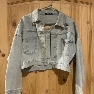 Women's Distressed Denim Jacket - light wash